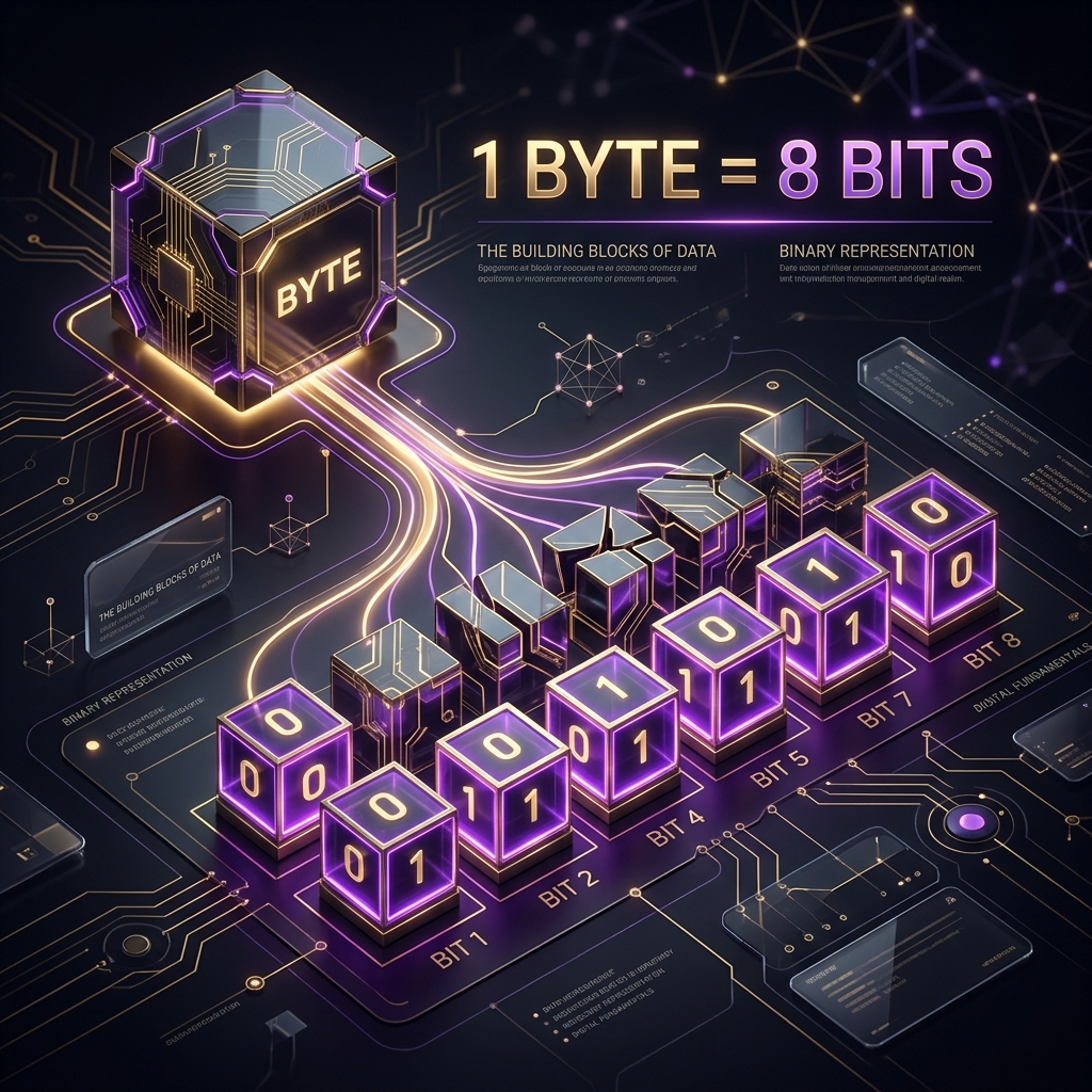 1 Byte Equals 8 Bits Infographic